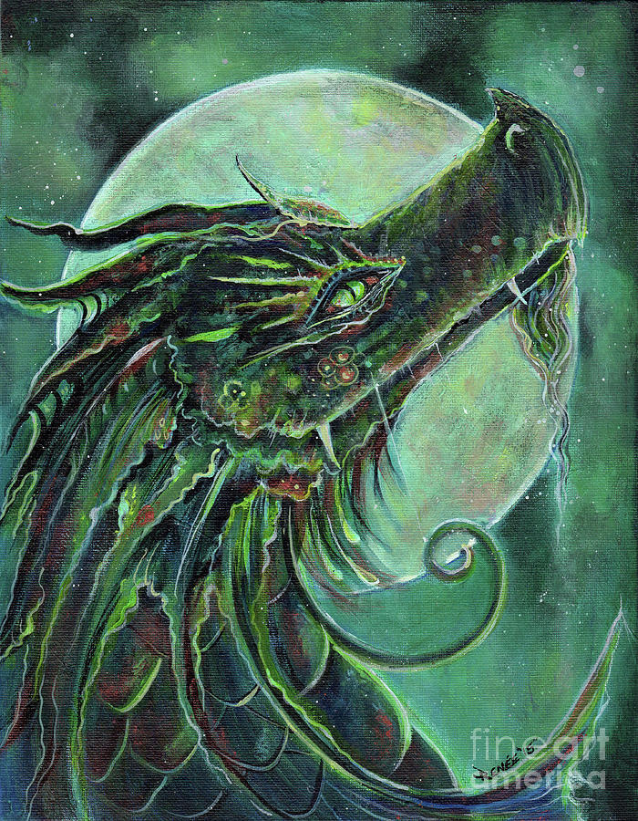 Dragon Painting - The Green Dragon by Renee Lavoie