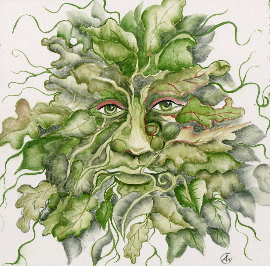 The Green Man Ceramic Art by Angelina Whittaker Cook