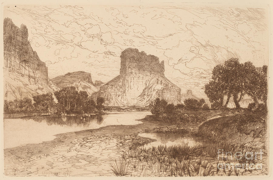 The Green River, Wyoming Territory Drawing by Thomas Moran Fine Art