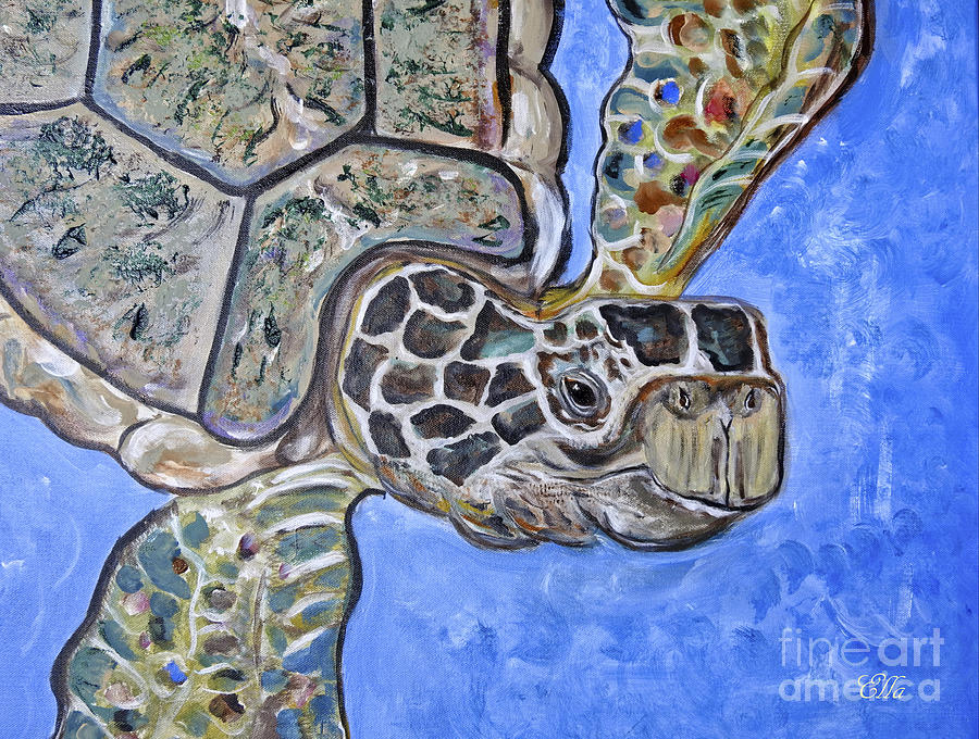 The Green Sea Turtle 2 Painting by Ella Kaye Dickey