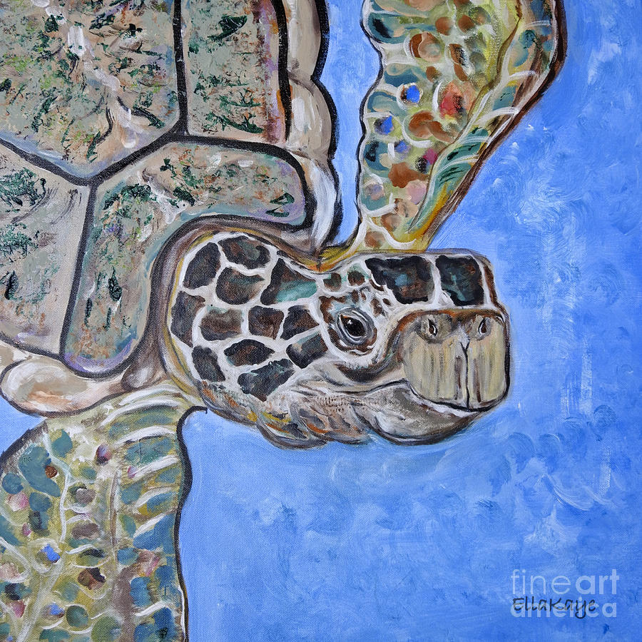 The Green Sea Turtle 3 Painting by Ella Kaye Dickey