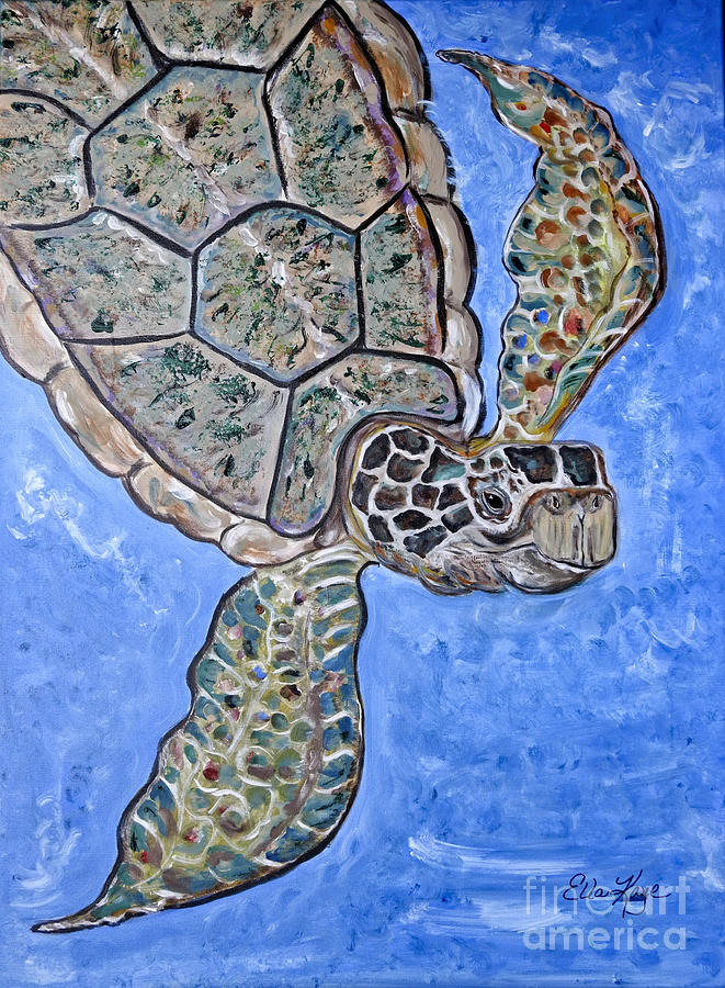 The Green Sea Turtle Painting by Ella Kaye Dickey