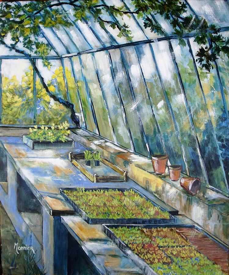 Greenhouse Painting - The Greenhouse by Cathy MONNIER