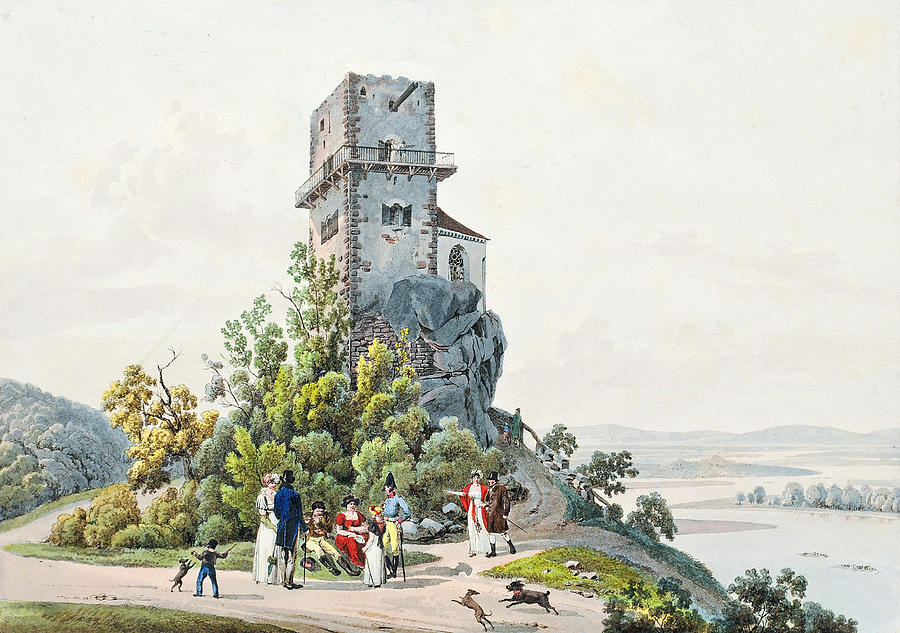 The Greifenstein Castle on the Danube Drawing by Johann Adam Klein