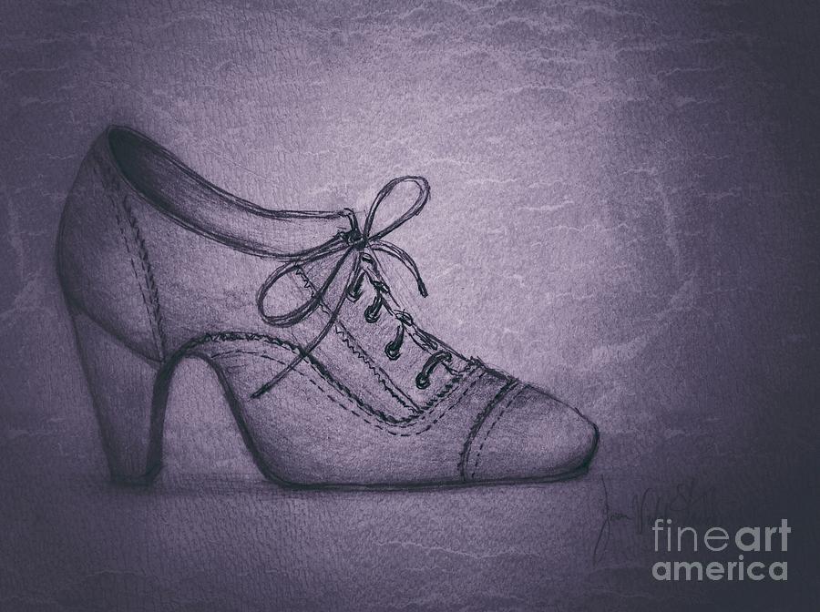 The Grey Shoe Drawing by Joan-Violet Stretch