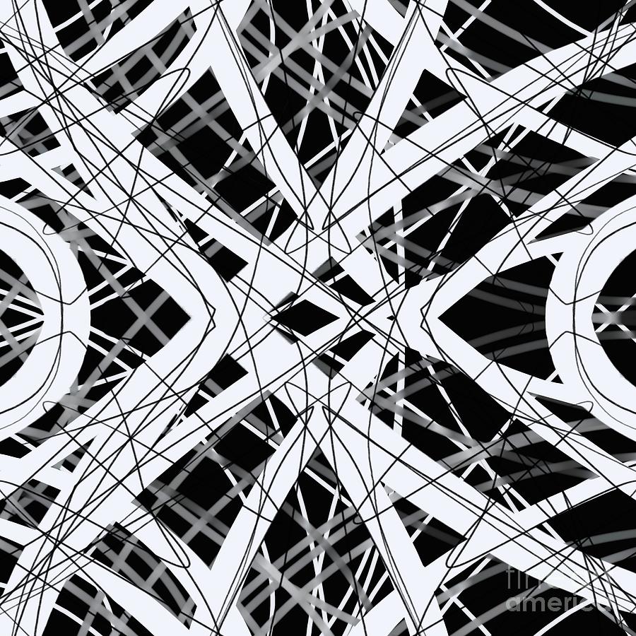 The Grid Black and White Abstract Design Digital Art by Edward Fielding