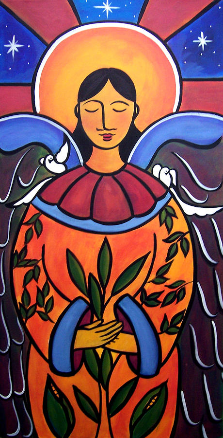 Dove Painting - The grieving angel by Jan Oliver-Schultz