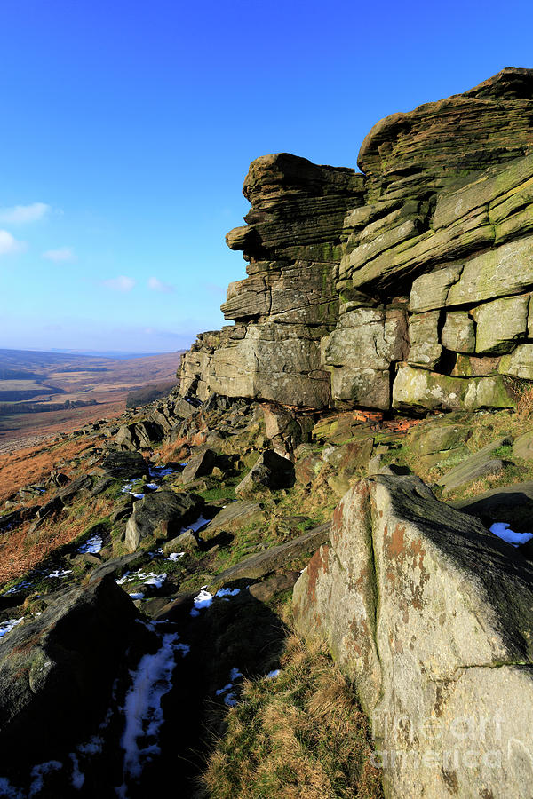 Landscape Photograph - The Gritstone rock formations on Stanage Edge by Dave Porter