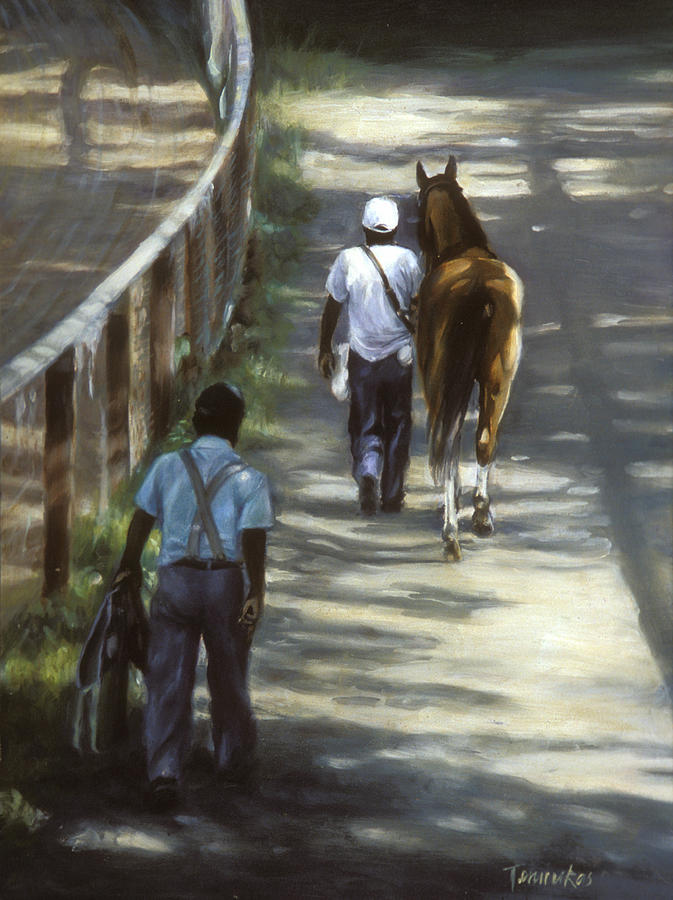 Horse Painting - The Grooms by Linda Tenukas