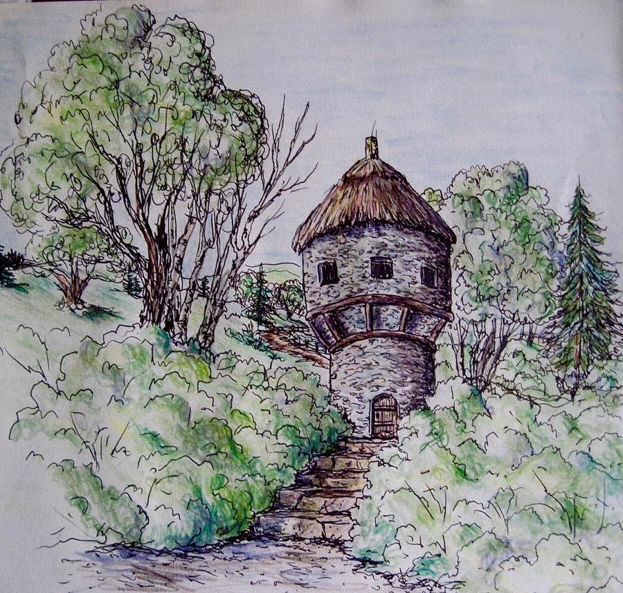 The guard house Drawing by Megan Walsh