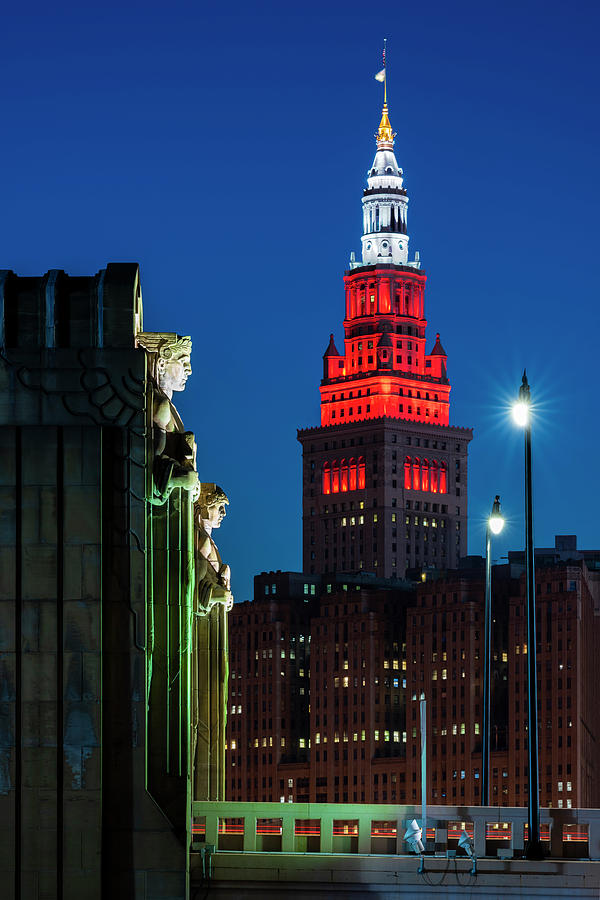 The Guardians and Terminal Tower Photograph by Clint Buhler