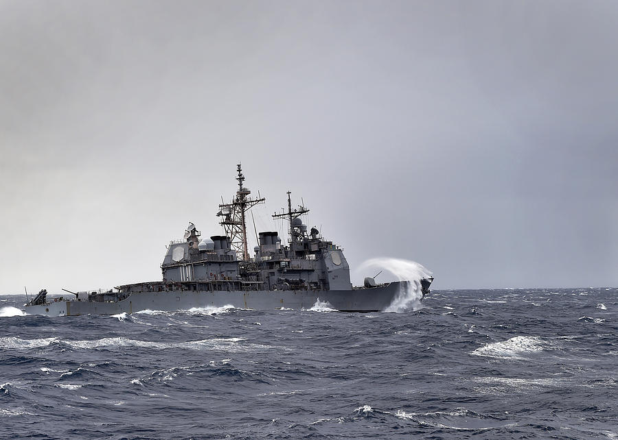 Sports Photograph - The guided missile-cruiser USS Anzio by Celestial Images