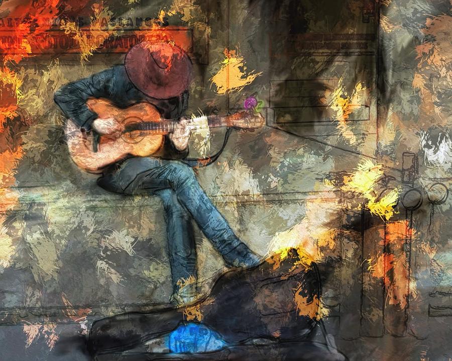 old man with guitar painting