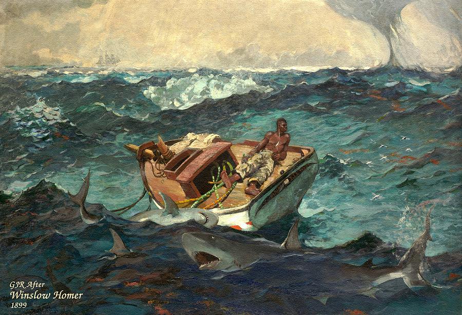 Winslow Homer Digital Art - The Gulf Stream - After And Inspired By An Original Painting Done in 1899 By Winslow Homer. L A S by Gert J Rheeders
