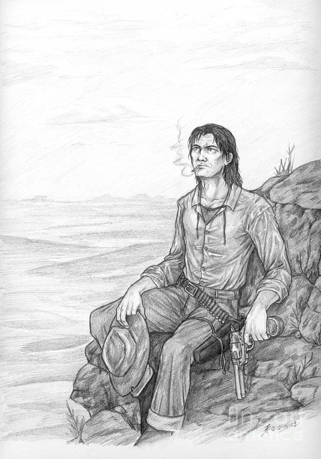 The Gunslinger Drawing by Brandy Woods