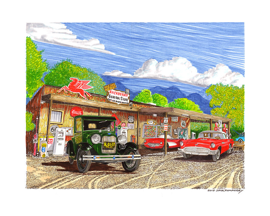 Route 66 Hackberry General Store Painting by Jack Pumphrey