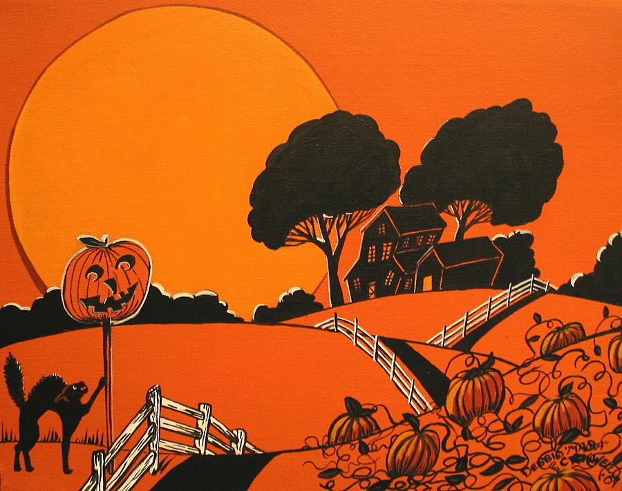The Halloween Cat Painting by Debbie Criswell