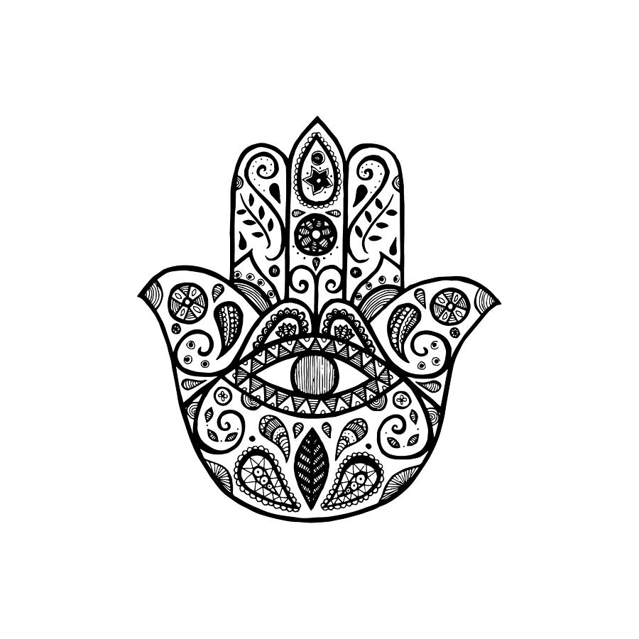 Simple Hamsa Hand Drawing