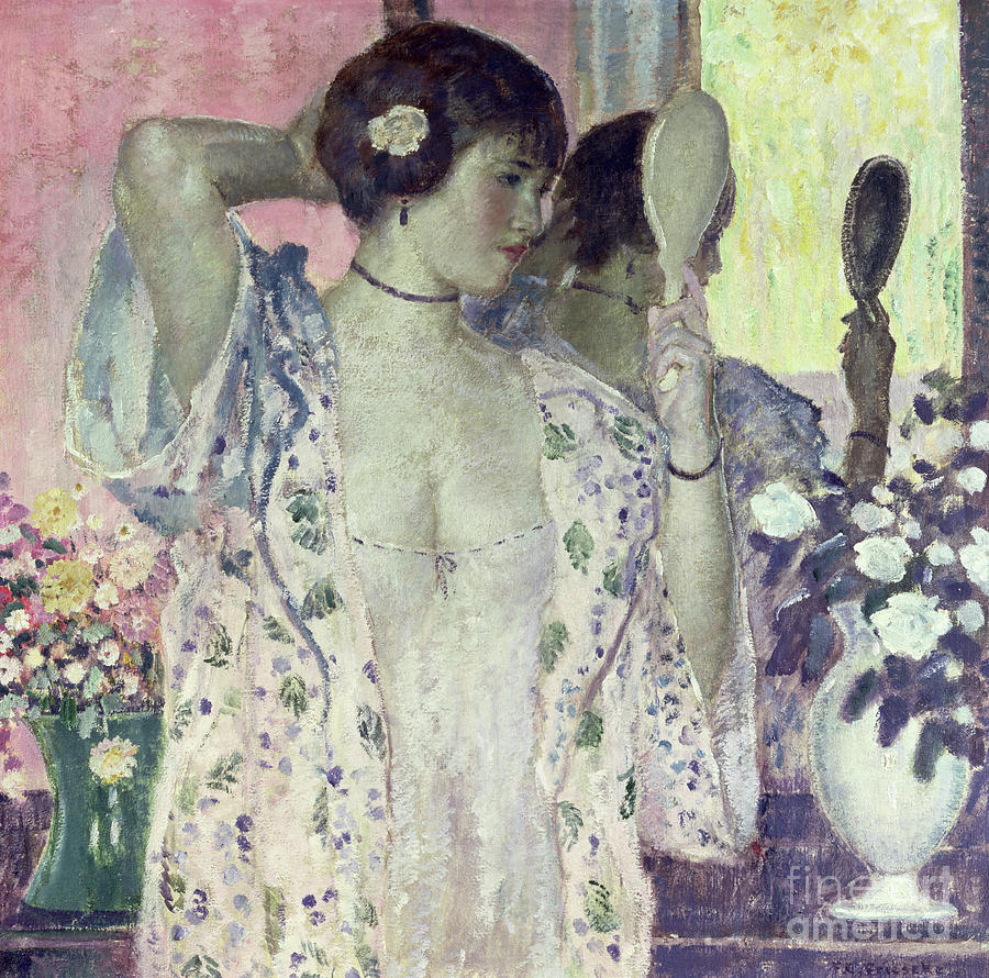 Portrait Painting - The Hand Mirror by Frederick Carl Frieseke