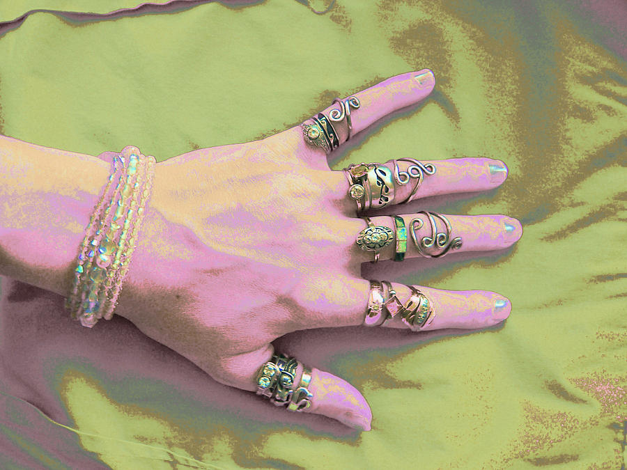 The hand with many rings in green Photograph by Monica Smith - Fine Art ...