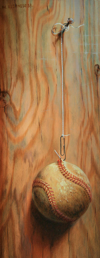 The hanging Baseball Painting by William Albanese Sr