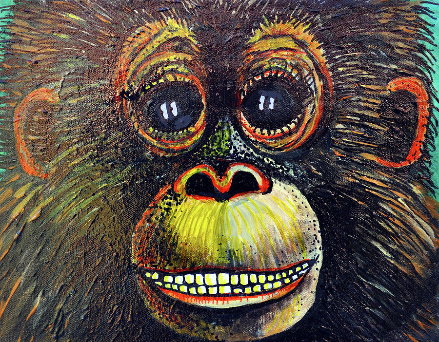 Monkey Painting - The Happy Monkey by Bob Crawford