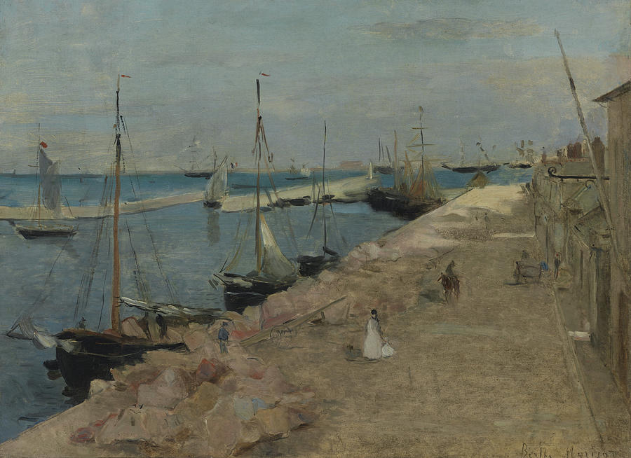 Berthe Morisot Painting - The Harbor at Cherbourg by Berthe Morisot
