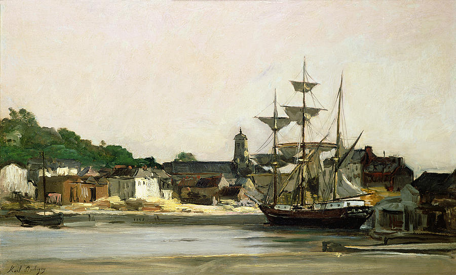 Boat Painting - The Harbour at Honfleur by Karl Pierre Daubigny