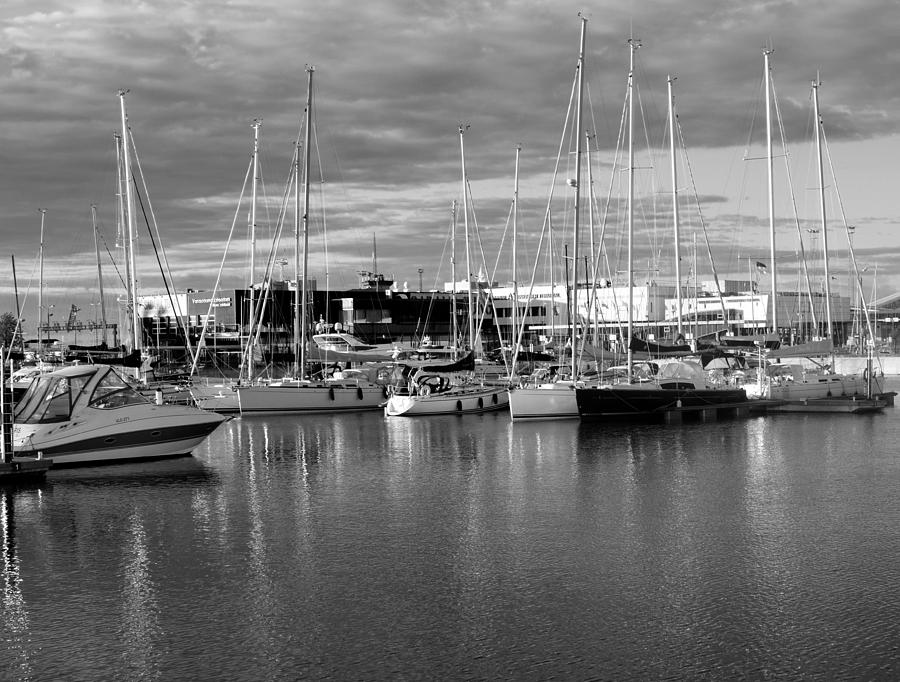 Boats Moored At Harbor Photograph