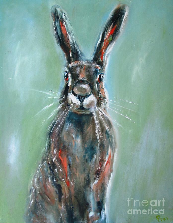 Painting Of The Irish  Hare Sits  Painting by Mary Cahalan Lee - aka PIXI