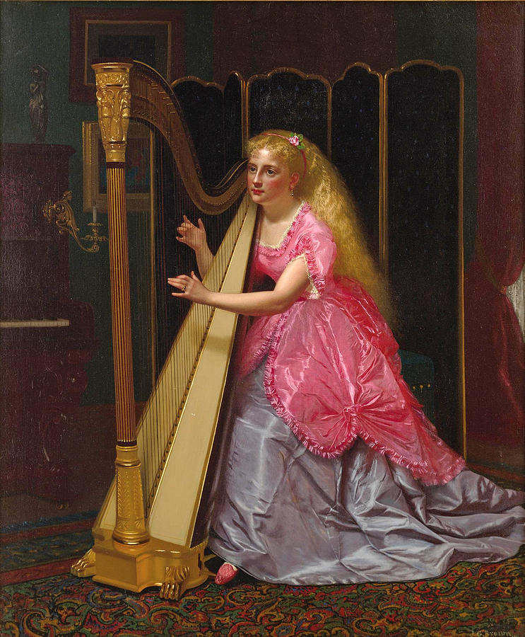 The Harpist Painting by John George Brown
