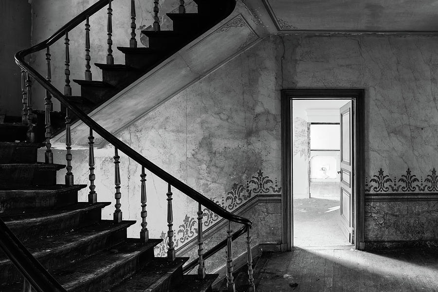 The haunted house - abandoned buildings BW Photograph by Dirk Ercken