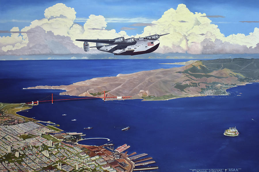 San Francisco Painting - The Hawaii Clipper Arrives Over San Francisco by Marc Stewart