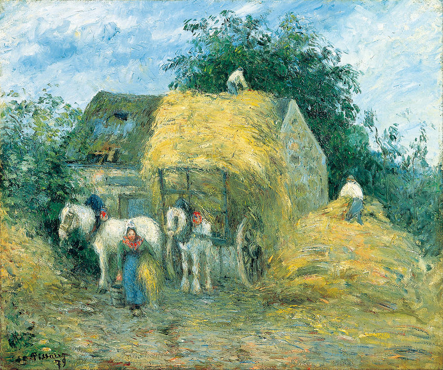 Camille Pissarro Painting - The Hay Cart by Celestial Images