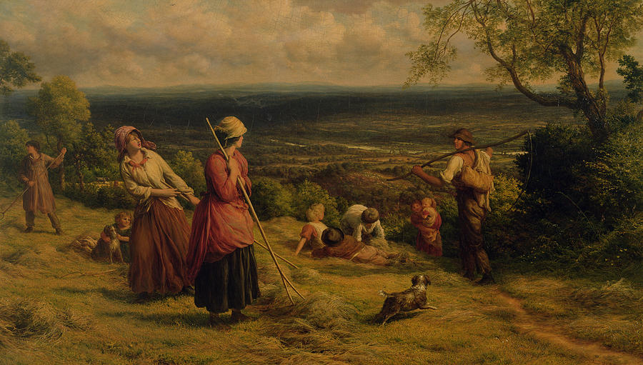 Landscape Painting - The Haymakers by James Thomas Linnell 