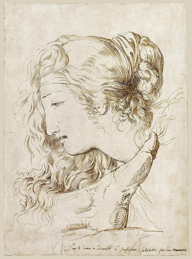 The Head of Andromache mourning over the Foot of Hector Drawing by Luigi Sabatelli