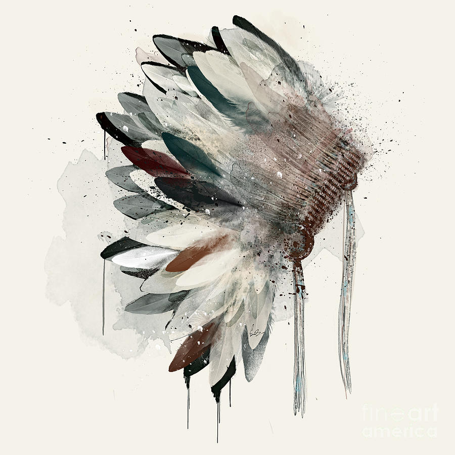 Native Headdress Painting - The Headdress by Bri Buckley Native Headdress Painting - The Headdress by Bri Buckley