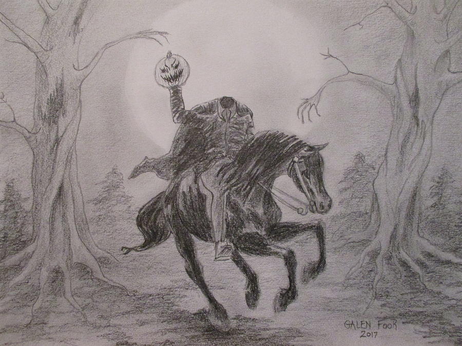 The Headless Horseman Drawing by Galen Foor