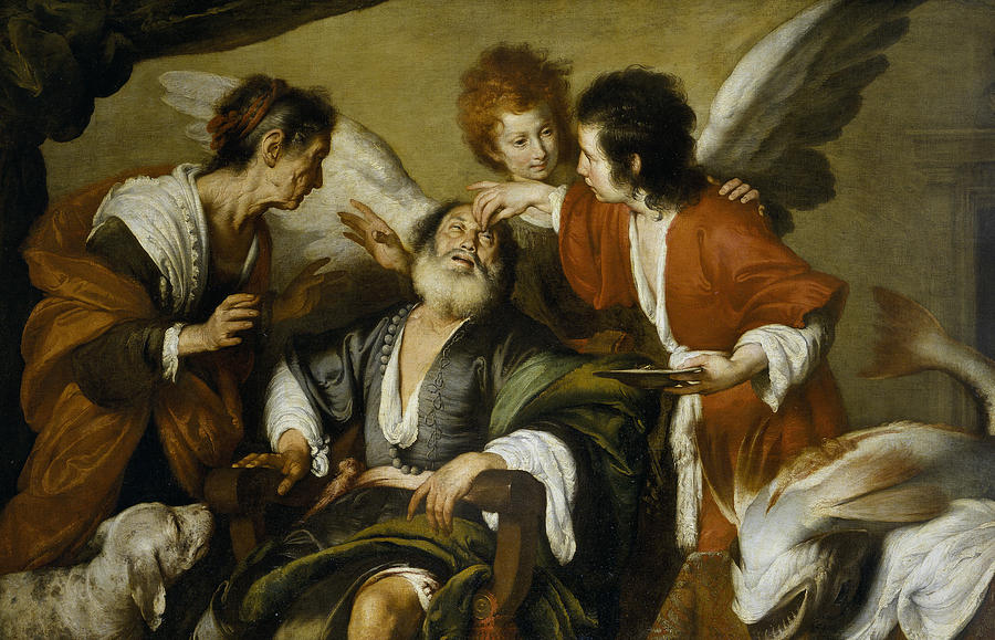 Bernardo Strozzi Painting - The Healing of Tobit by Bernardo Strozzi