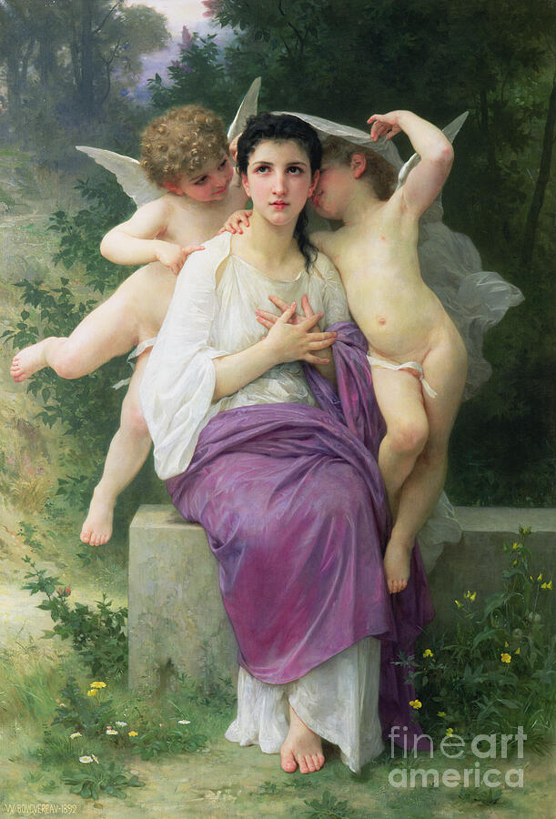 The Hearts Awakening by William Adolphe Bouguereau Painting by William Adolphe Bouguereau