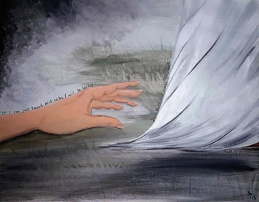 Jesus Christ Painting - The Hem of His Garment by Crystal White