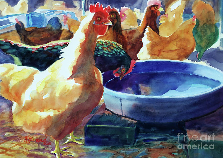 The Henhouse Watering Hole Painting by Kathy Braud