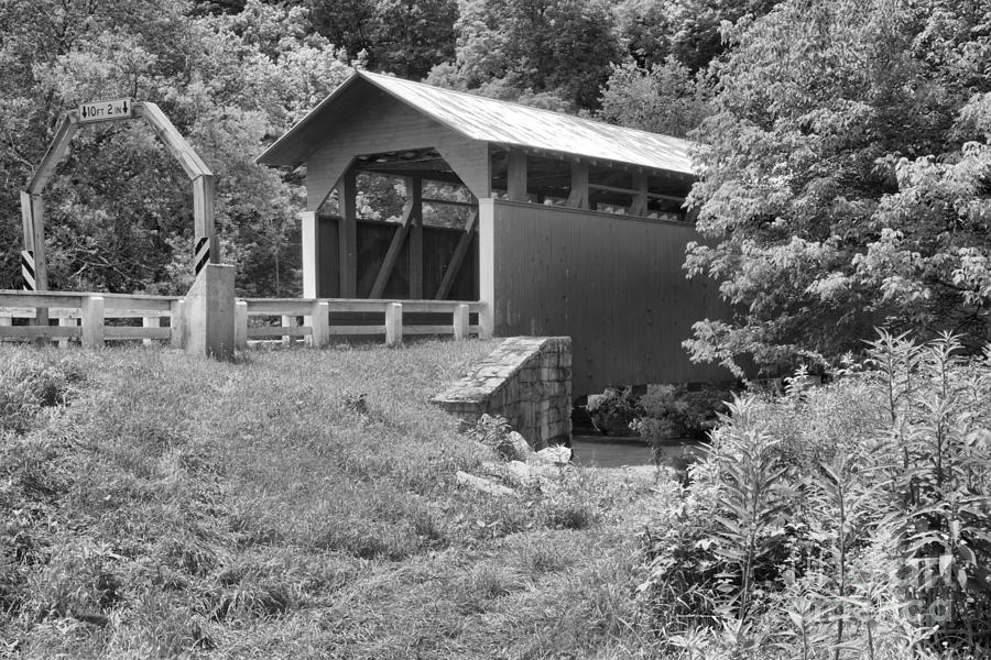 The Herline Covered Bridge Black And White Photograph by Adam Jewell