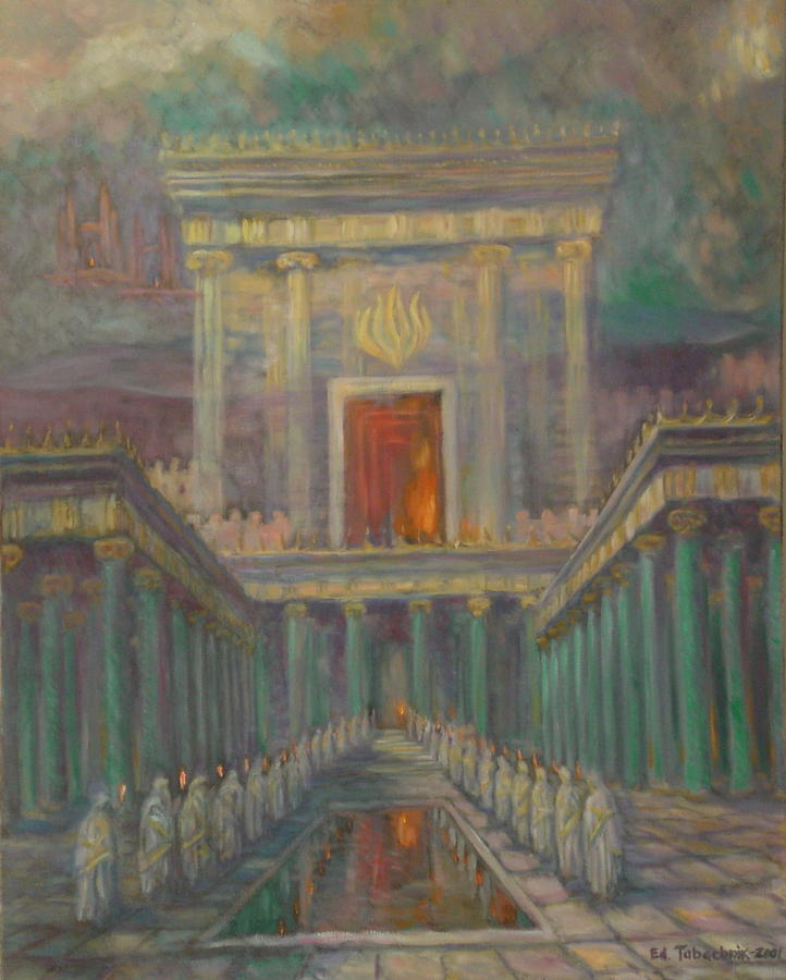 Second Temple Painting - The Herods Temple in Jerusalem by Edward Tabachnik Second Temple Painting - The Herods Temple in Jerusalem by Edward Tabachnik