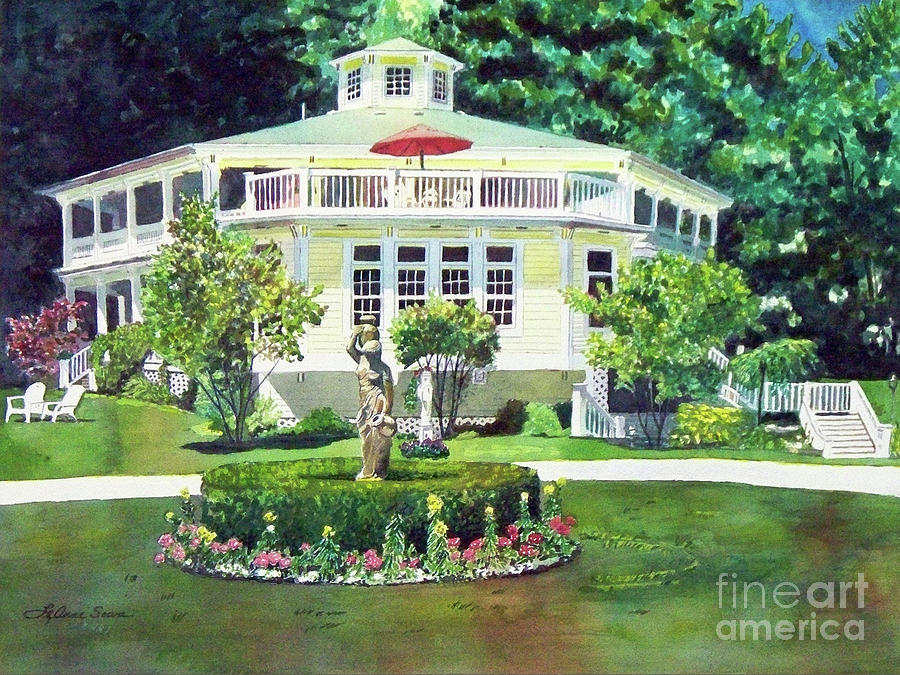The Hexagon House, Bed and Breakfast, House painting Painting by LeAnne Sowa
