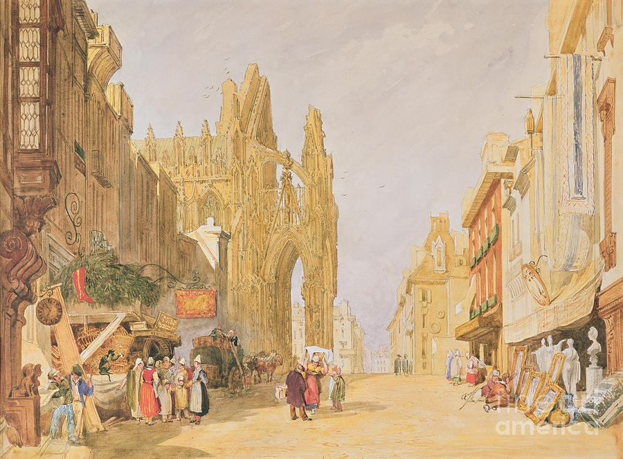 Monkey Painting - The High Street at Alencon by John Sell Cotman