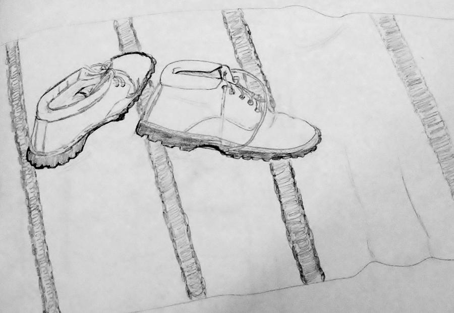 The Hiking Shoes  Drawing by Stacie Siemsen