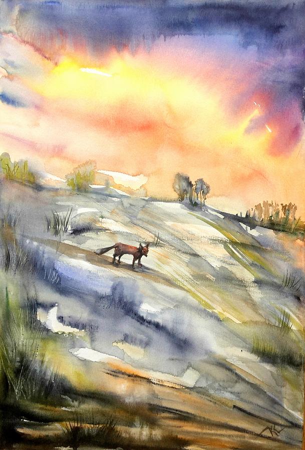 The hill of the foxes Painting by Katerina Kovatcheva