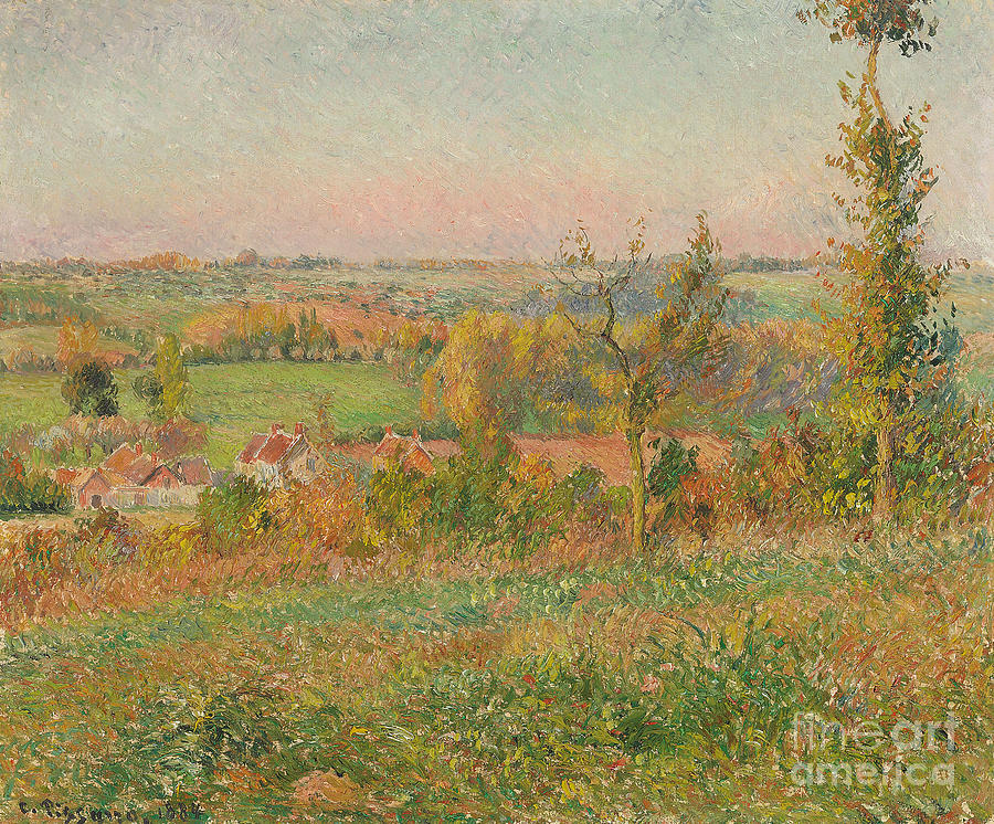 The Hills of Thierceville Seen from the Country Lane by Camille Pissarro Painting by Camille Pissarro