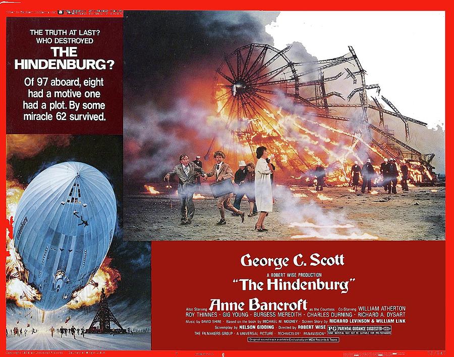 The Hindenburg lobby card 1975 color and frame added 2015 Photograph by David Lee Guss